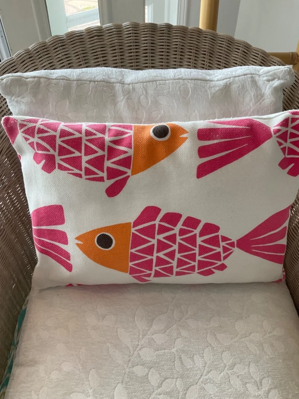 Canvas Fish Throw Pillow